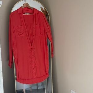 Dear John Vibrant red/orange Button-Down Shirt dress